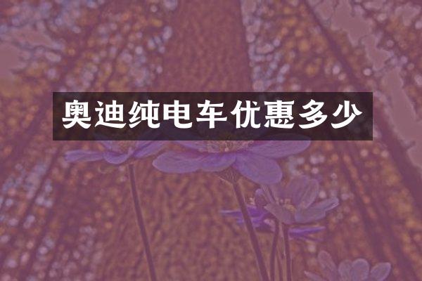 奥迪纯电车优惠多少