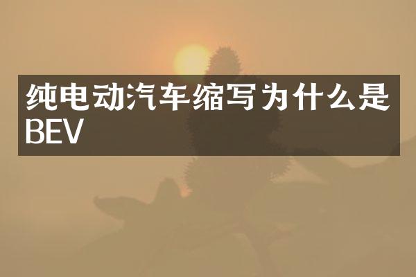 纯电动汽车缩写为什么是BEV