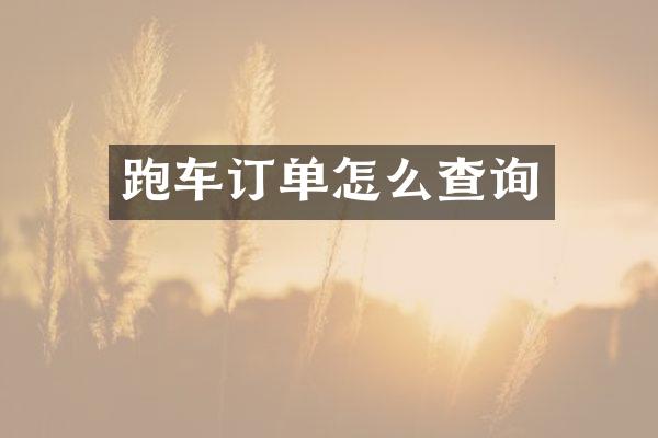 跑车订单怎么查询