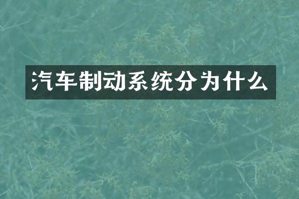汽车制动系统分为什么