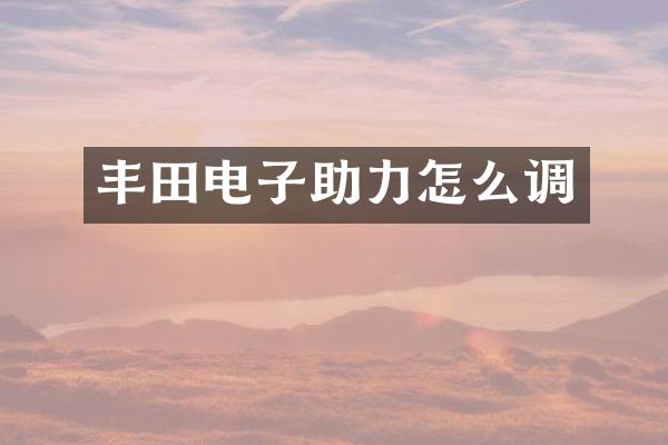 丰田电子助力怎么调