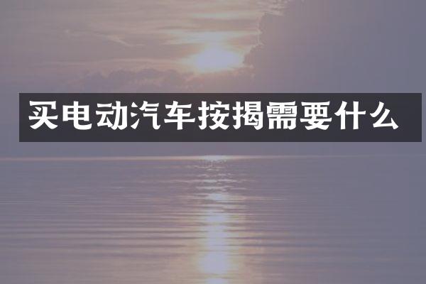 买电动汽车按揭需要什么