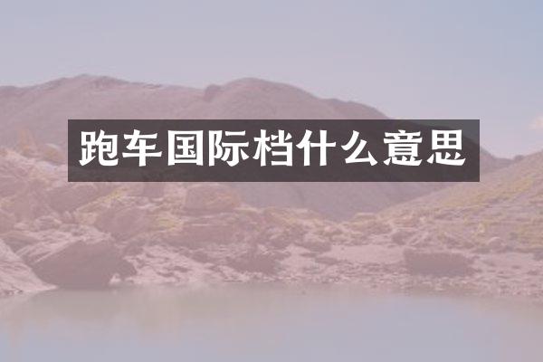 跑车国际档什么意思