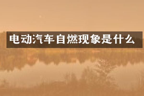 电动汽车自燃现象是什么