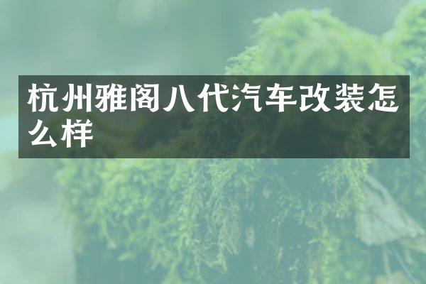 杭州雅阁八代汽车改装怎么样
