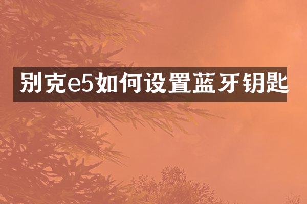 别克e5如何设置蓝牙钥匙