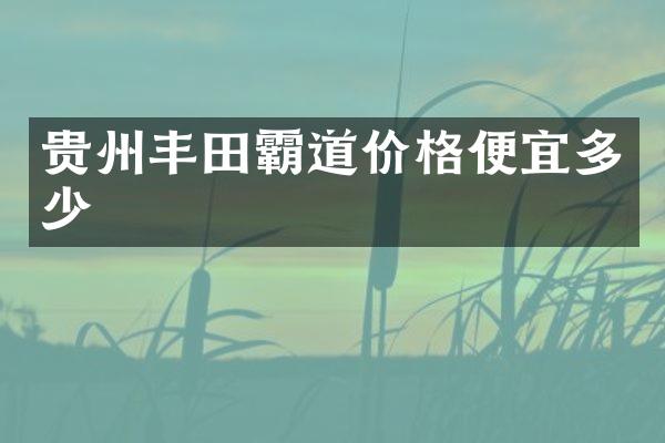 贵州丰田霸道价格便宜多少