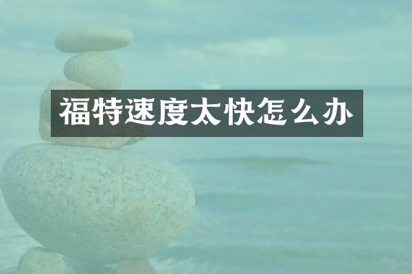 福特速度太快怎么办