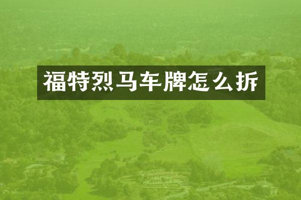 福特烈马车牌怎么拆