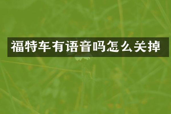 福特车有语音吗怎么关掉