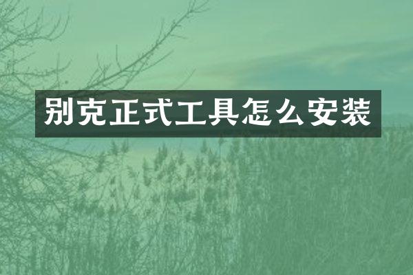 别克正式工具怎么安装