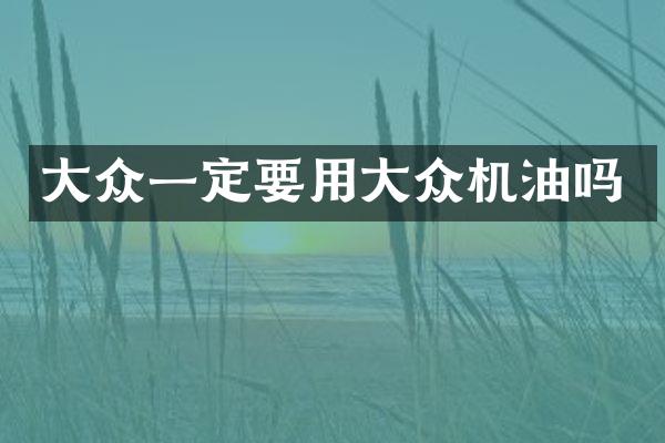 大众一定要用大众机油吗