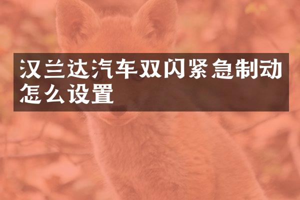 汉兰达汽车双闪紧急制动怎么设置
