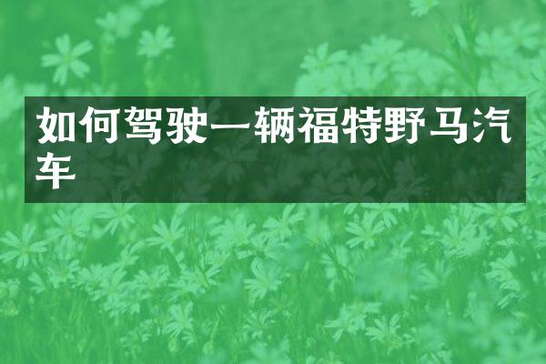 如何驾驶一辆福特野马汽车