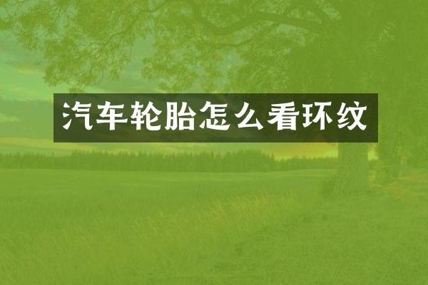 汽车轮胎怎么看环纹