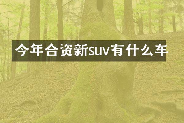今年合资新suv有什么车