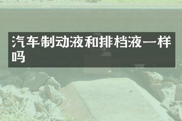 汽车制动液和排档液一样吗