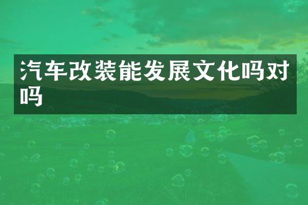 汽车改装能发展文化吗对吗