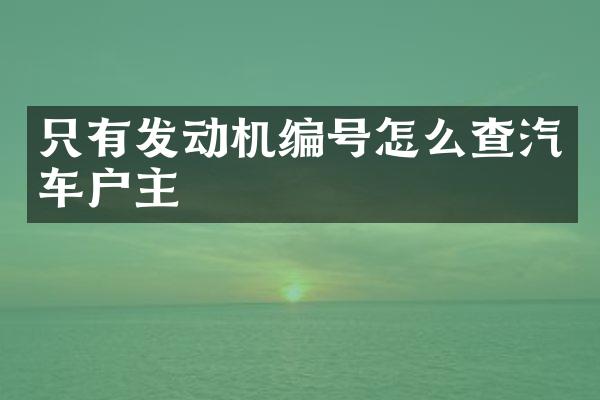 只有发动机编号怎么查汽车户主