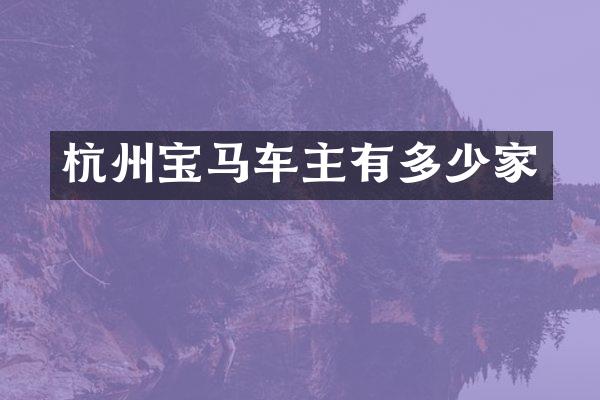 杭州宝马车主有多少家