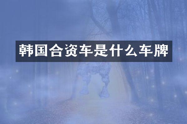 韩国合资车是什么车牌