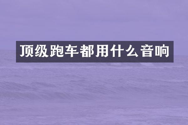 顶级跑车都用什么音响