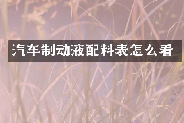 汽车制动液配料表怎么看