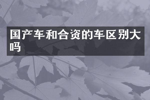 国产车和合资的车区别大吗