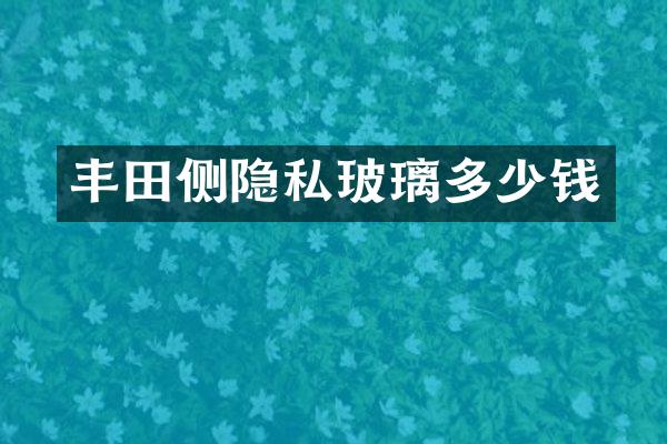 丰田侧隐私玻璃多少钱