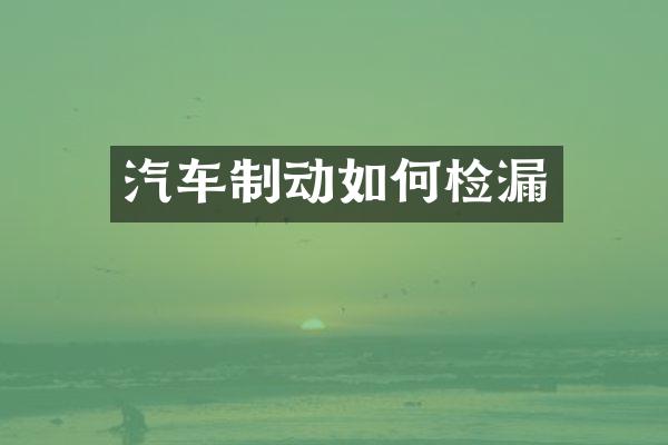 汽车制动如何检漏