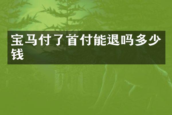 宝马付了首付能退吗多少钱