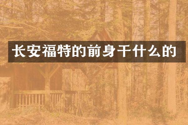 长安福特的前身干什么的