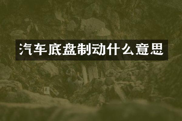 汽车底盘制动什么意思