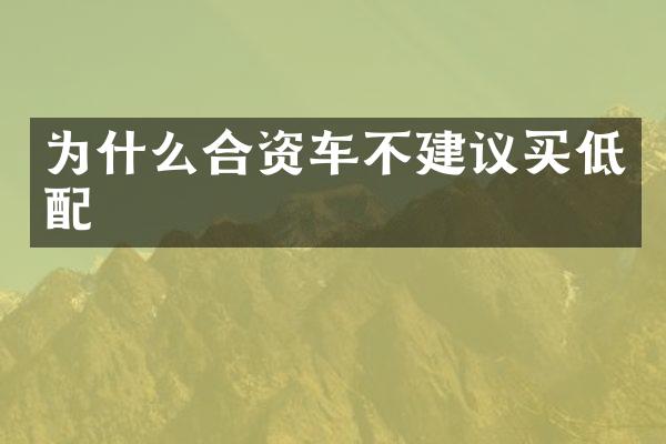 为什么合资车不建议买低配