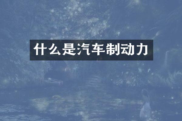 什么是汽车制动力