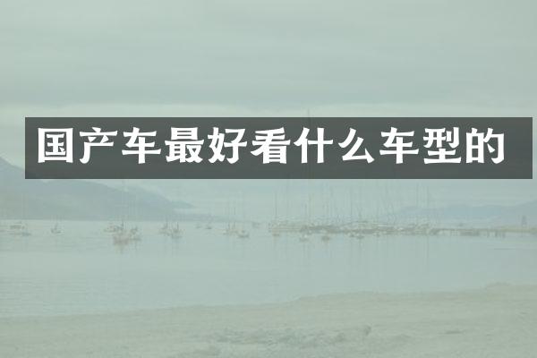 国产车最好看什么车型的