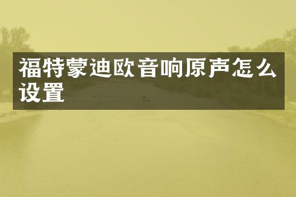 福特蒙迪欧音响原声怎么设置