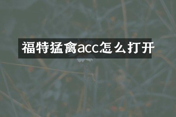 福特猛禽acc怎么打开