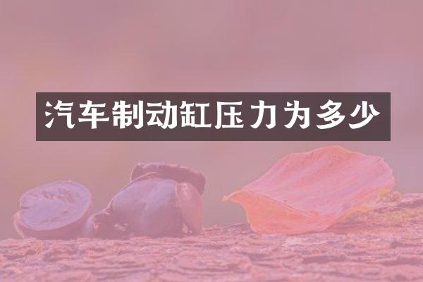汽车制动缸压力为多少