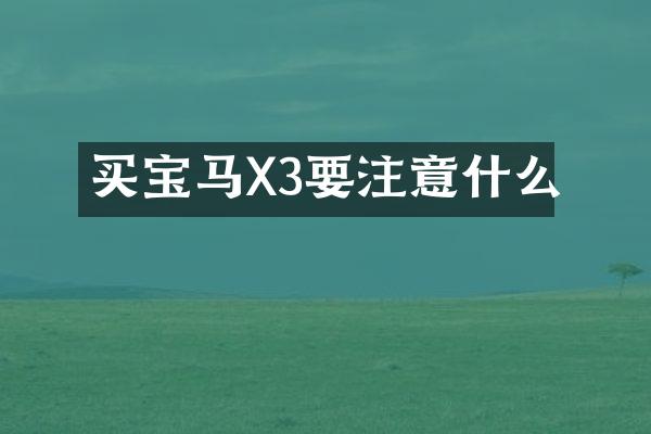 买宝马X3要注意什么
