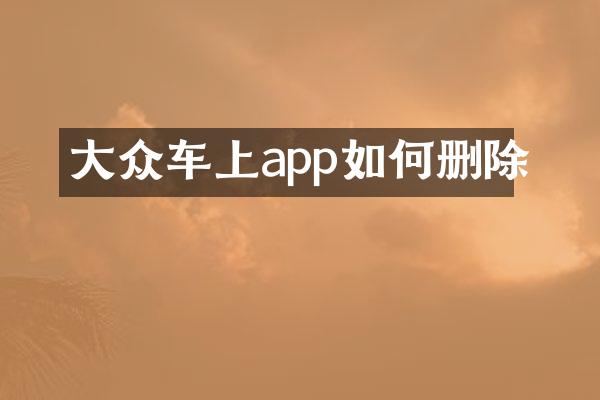 大众车上app如何删除