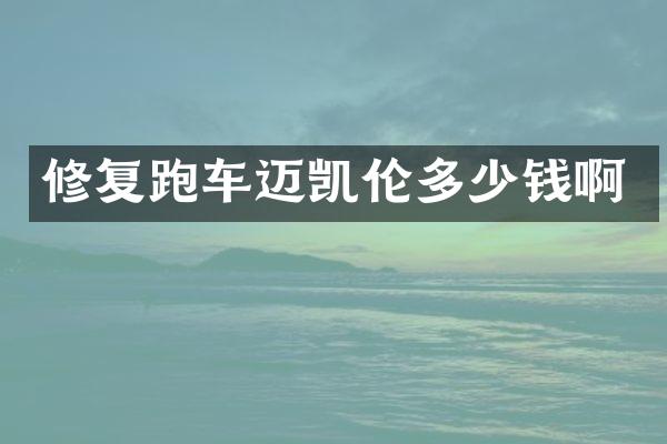 修复跑车迈凯伦多少钱啊