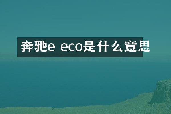 奔驰e eco是什么意思