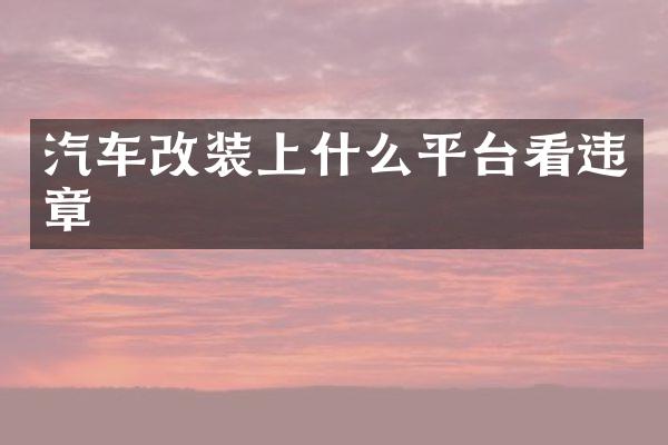 汽车改装上什么平台看违章