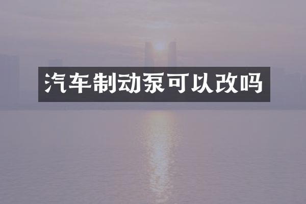汽车制动泵可以改吗