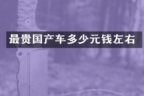 最贵国产车多少元钱左右