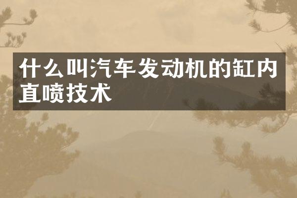什么叫汽车发动机的缸内直喷技术