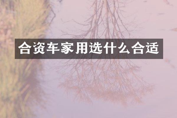 合资车家用选什么合适