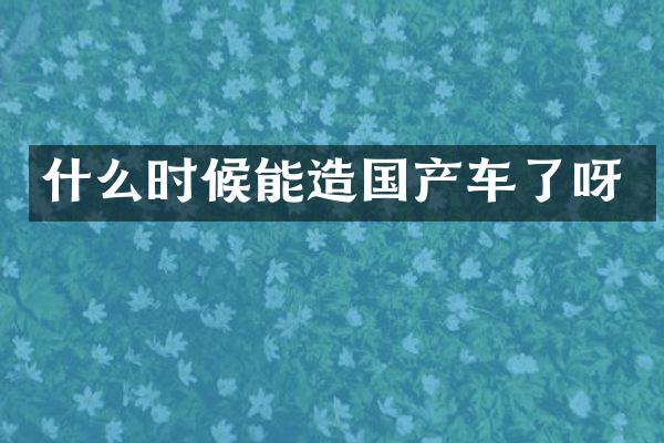 什么时候能造国产车了呀
