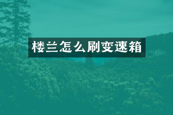 楼兰怎么刷变速箱